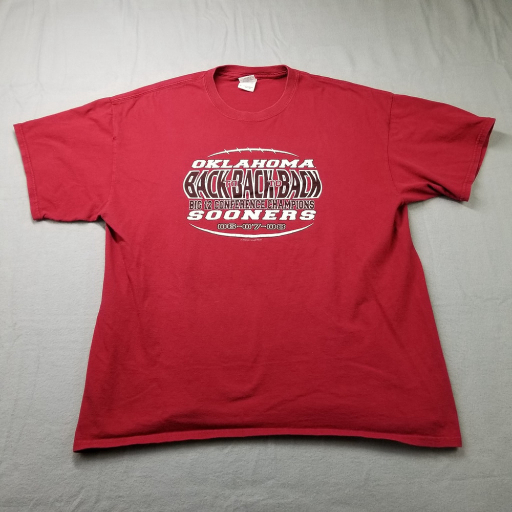 Oklahoma Sooners Back to Back Big 12 Champions T-Shirt Red Football Size XL Y2K